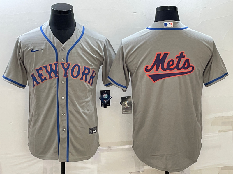 New York Mets Gray Team Big Logo Cool Base Stitched Jersey - Zenithce