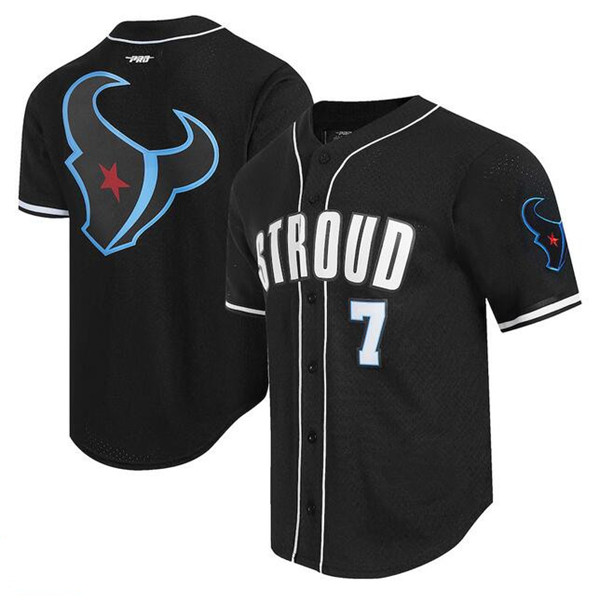 Houston Texans #7 C.J. Stroud Black Alternate Logo Mesh Button-Up Stitched Jersey - Zenithce