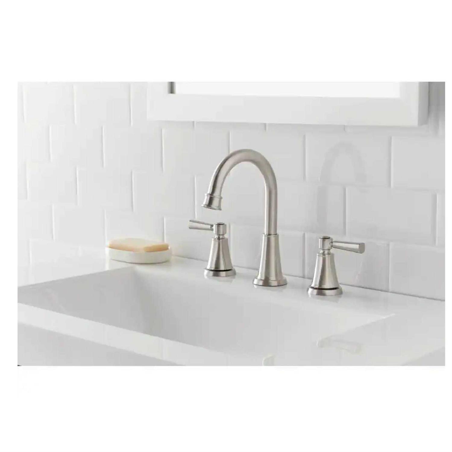 Glacier Bay Melina 8 in. Widespread Double Handle High-Arc Bathroom Faucet - Zenithce