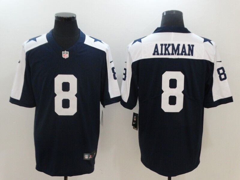 Dallas Cowboys #8 Troy Aikman Navy Blue Thanksgiving Vapor Untouchable Throwback Limited Stitched Nike Jersey - Zenithce