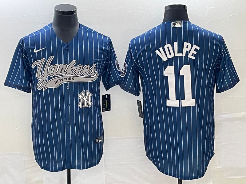 New York Yankees #11 Anthony Volpe Navy With Patch Cool Base Stitched Jersey - Zenithce