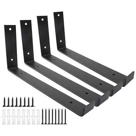 WINKER Corner Brace 8 Pcs Shelf Bracket Heavy Duty Black Steel L Corner Brace - Zenithce