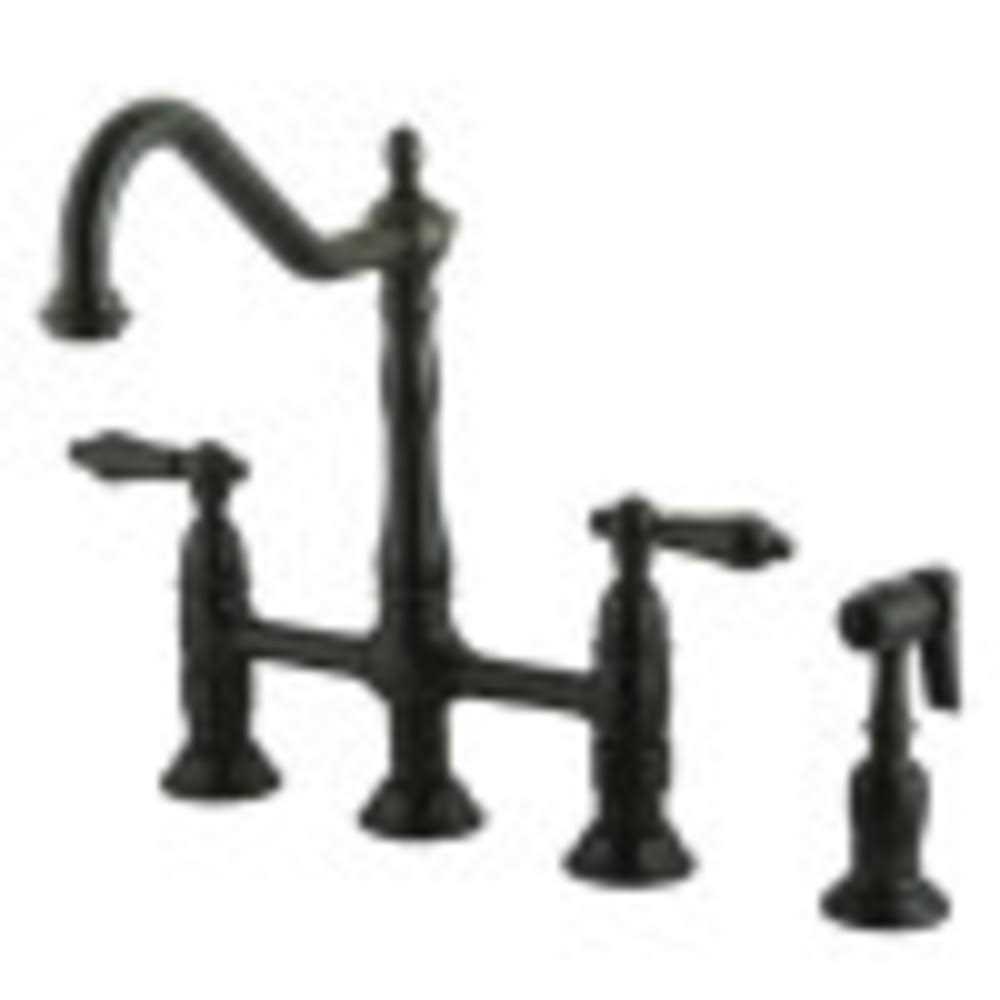 Kingston Brass KS1271ALBS Heritage Bridge Kitchen Faucet with Brass Sprayer - Zenithce