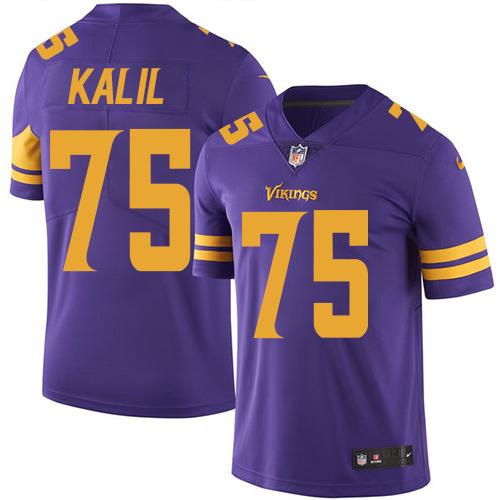 Vikings #75 Matt Kalil Purple Stitched Limited Rush Nike Jersey - Zenithce