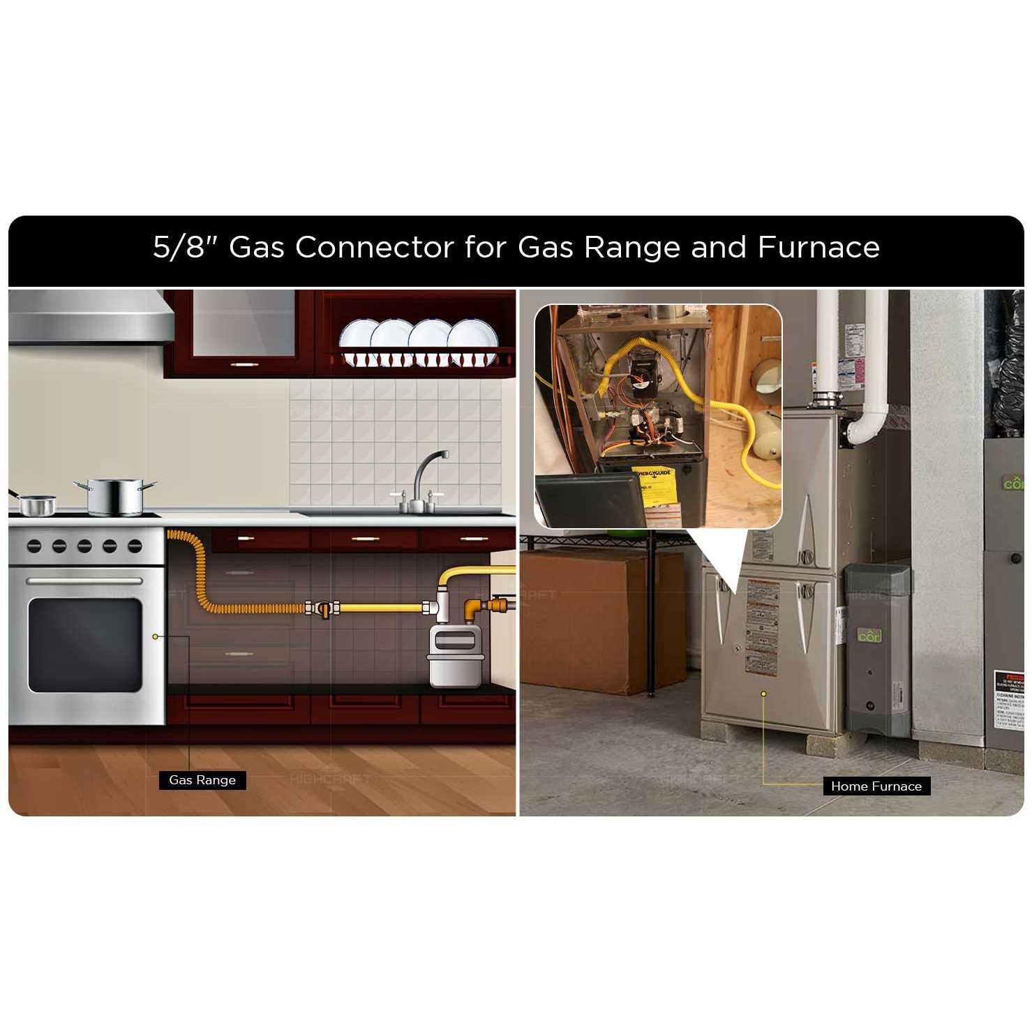 The Plumber’s Choice Flexible Gas Connector Yellow Coated Stainless Steel Heater - Zenithce