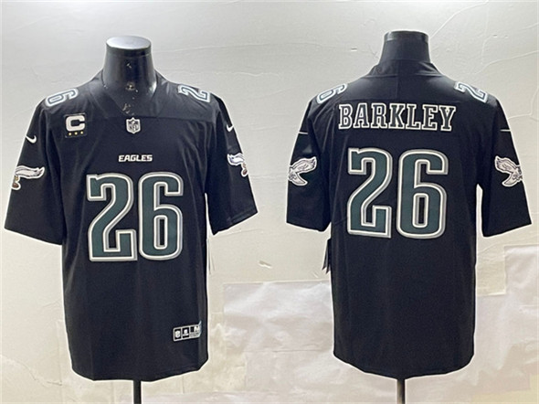 Philadelphia Eagles #26 Saquon Barkley Black Fashion With 3-Star C Patch Vapor Untouchable Limited Stitched Jersey - Zenithce