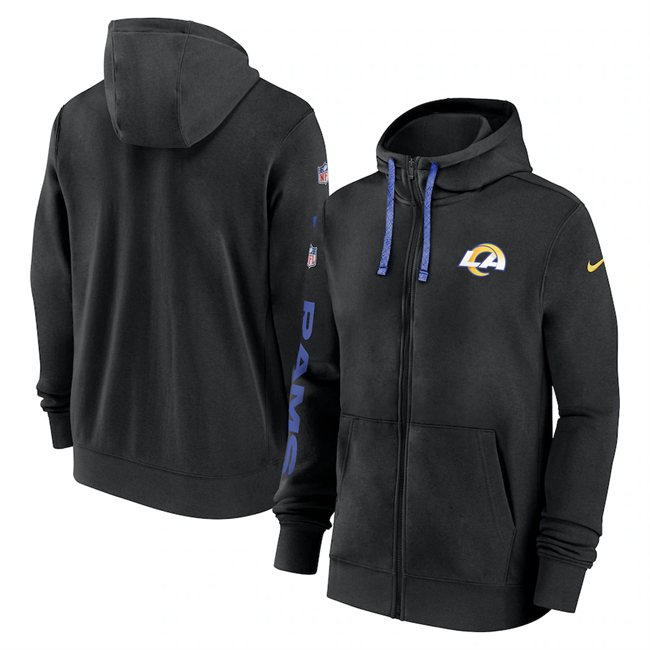 Los Angeles Rams Black 2024 Team Full-Zip Hoodie - Zenithce