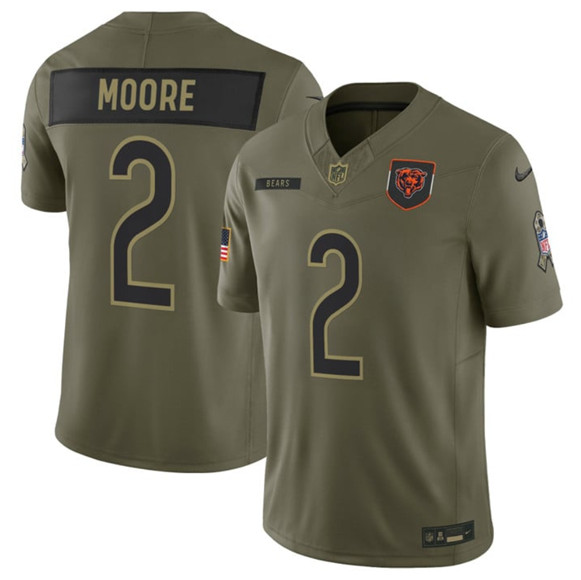 Chicago Bears #2 D.J. Moore Olive 2025 Salute to Service Limited Stitched Jersey - Zenithce