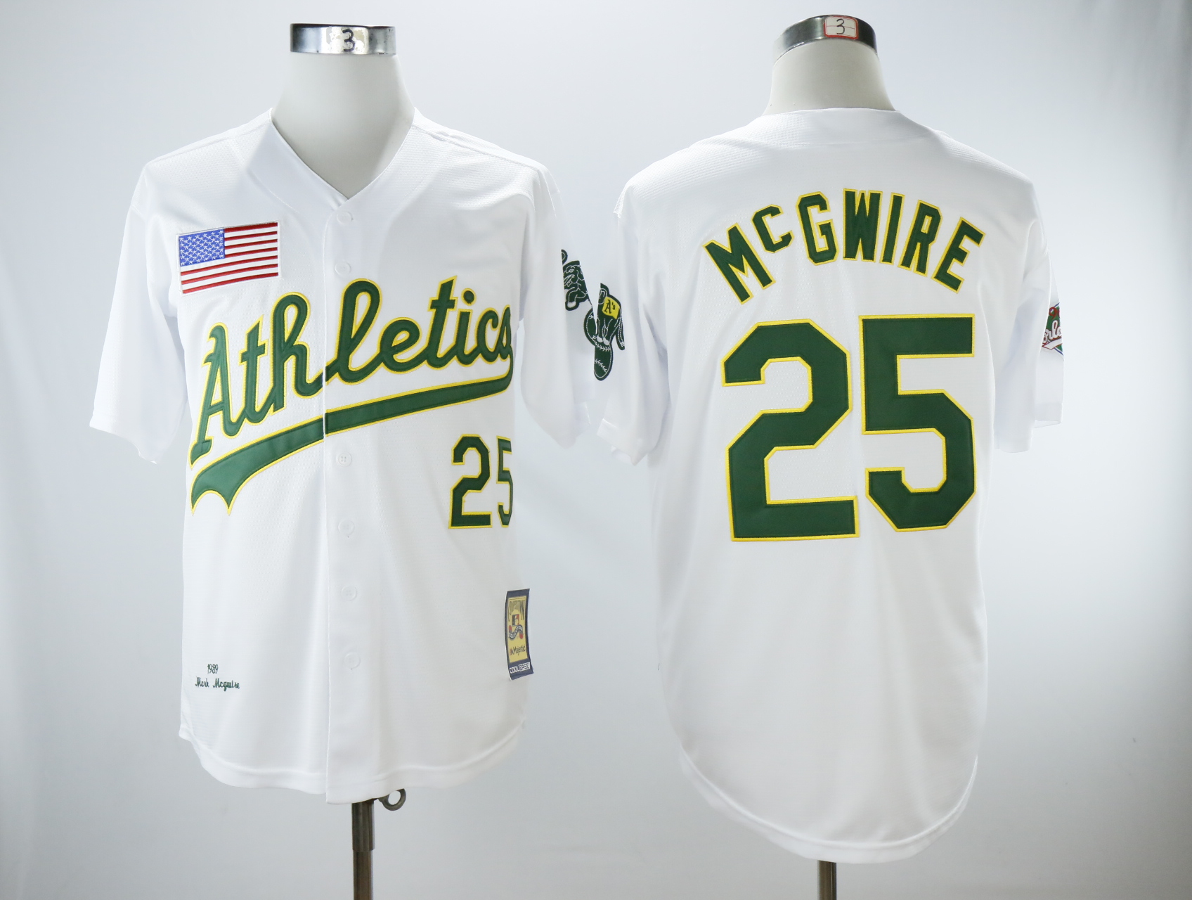 Oakland Athletics #25 Mark McGwire White 1989 Throwback Stitched Jersey - Zenithce