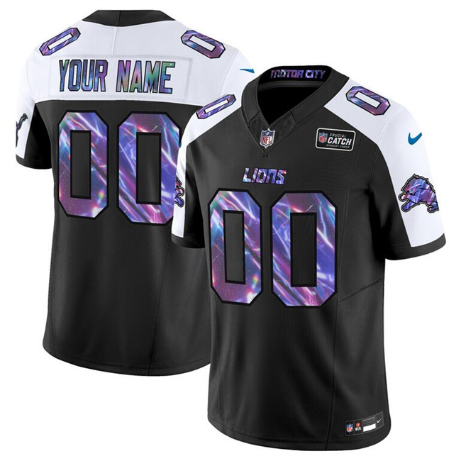 Detroit Lions Custom Black Alternate 2025 Crucial Catch F.U.S.E. Vapor Limited Stitched Jersey - Zenithce