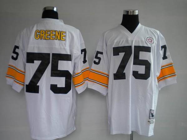Mitchell Ness Steelers #75 Joe Greene White Stitched Throwback Jersey - Zenithce