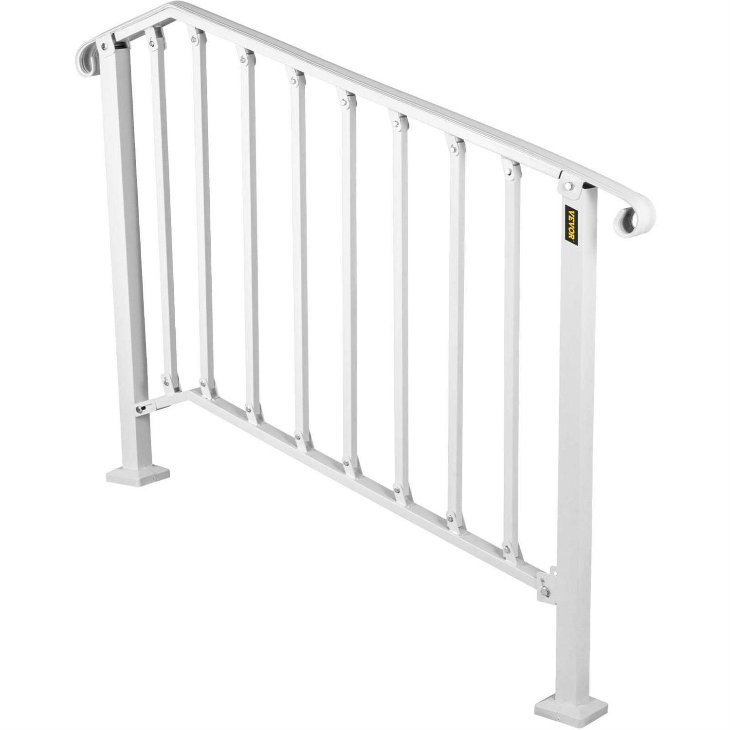 VEVOR 3 ft. Handrails for Outdoor Steps Fit 3 or 4 Steps Outdoor Stair Railing Wrought Iron Handrail with baluster LTFS3H4BBSTL00001V0 - Zenithce