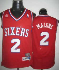Philadelphia 76ers #2 Moses Malone Red Swingman Throwback Jersey - Zenithce