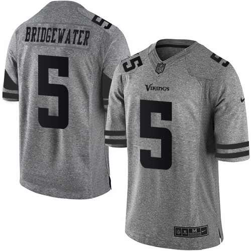 Vikings #5 Teddy Bridgewater Gray Stitched Limited Gridiron Gray Nike Jersey - Zenithce