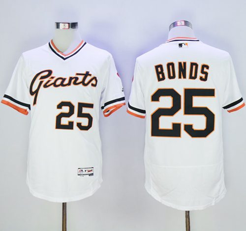 Giants #25 Barry Bonds White Flexbase Authentic Collection Cooperstown Stitched Jersey - Zenithce
