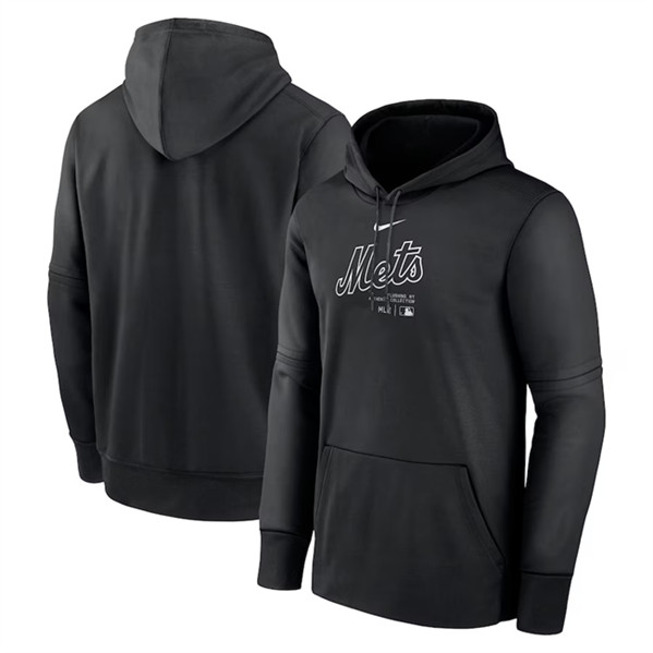 New York Mets Black Collection Practice Performance Pullover Hoodie - Zenithce