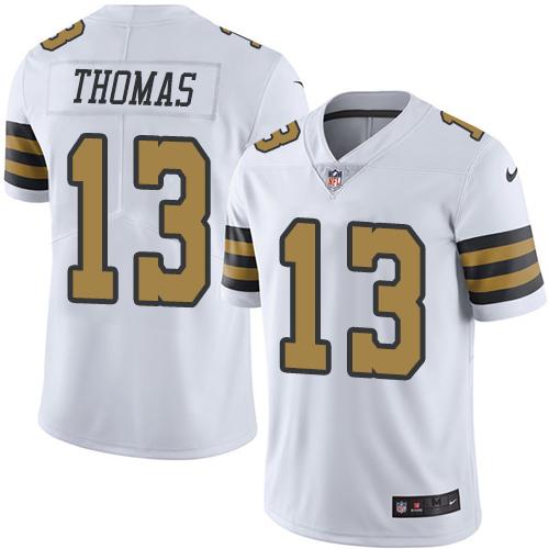 Saints #13 Michael Thomas White Stitched Limited Rush Nike Jersey - Zenithce