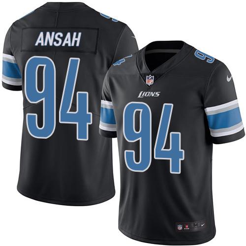 Lions #94 Ziggy Ansah Black Stitched Limited Rush Nike Jersey - Zenithce