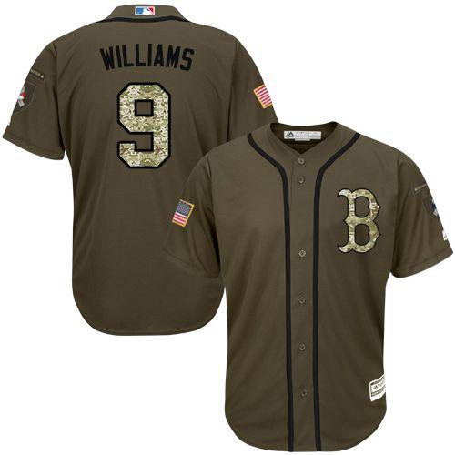 Red Sox #9 Ted Williams Green Salute To Service Stitched Jersey - Zenithce