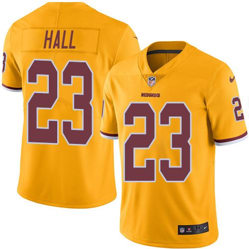 Redskins #23 DeAngelo Hall Gold Stitched Limited Rush Nike Jersey - Zenithce