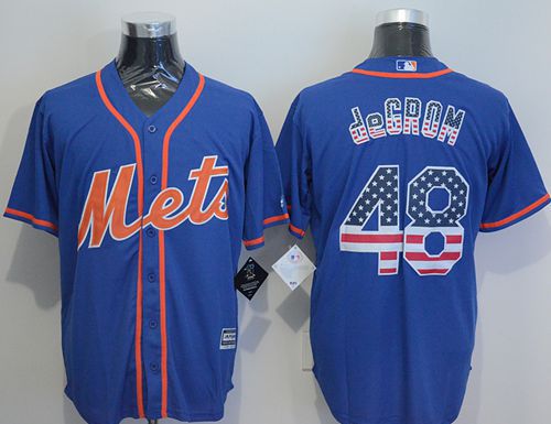 Mets #48 Jacob DeGrom Blue USA Flag Fashion Stitched Jersey - Zenithce