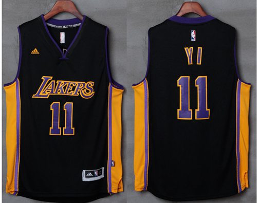 Lakers #11 Yi Jianlian Black(Purple NO.) Stitched Jersey - Zenithce