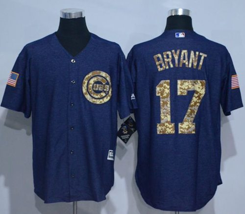 Cubs #17 Kris Bryant Denim Blue Salute To Service Stitched Jersey - Zenithce