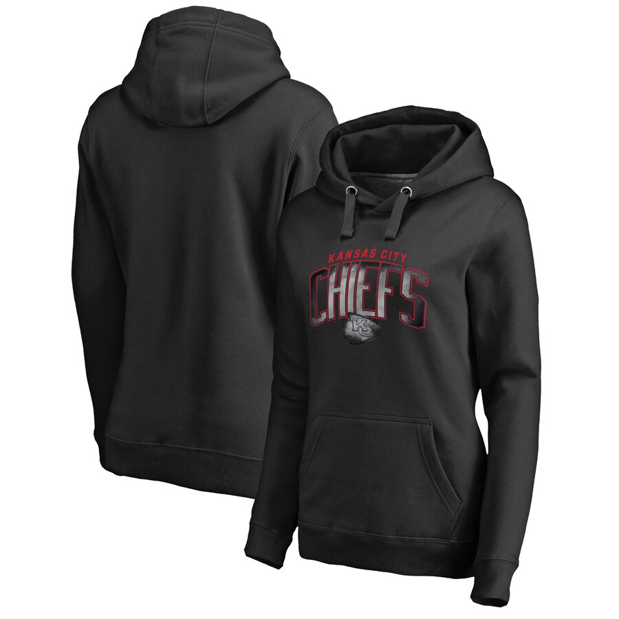 Women's Kansas City Chiefs Black Free Line Pullover Hoodie(Run Small) - Zenithce