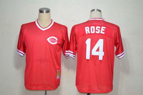 Mitchell And Ness Reds #14 Pete Rose Red Throwback Stitched Jersey - Zenithce