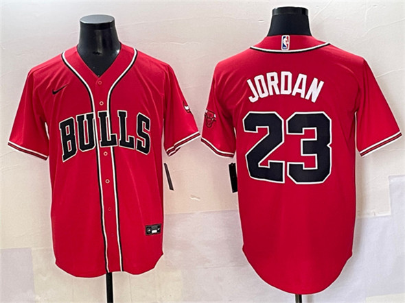 Chicago Bulls #23 Michael Jordan Red Cool Base Stitched Baseball Jersey - Zenithce