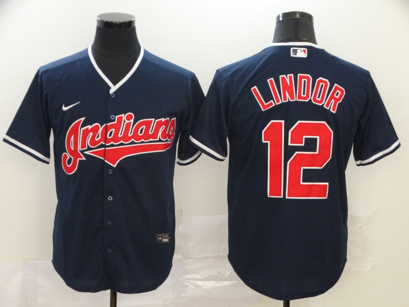 Cleveland Indians #12 Francisco Lindor Navy Cool Base Stitched Jersey - Zenithce