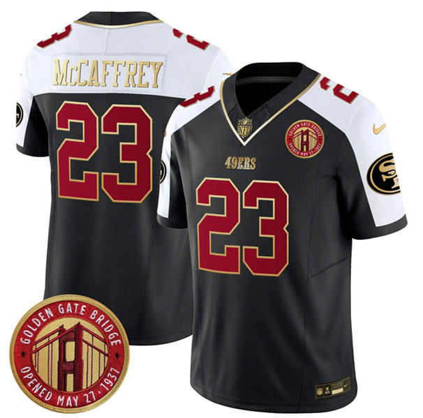 San Francisco 49ers #23 Christian McCaffrey Balck F.U.S.E. Golden Gate Bridge Patch Alternate Vapor Limited Stitched Jersey - Zenithce