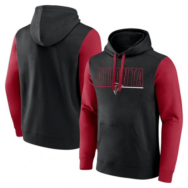 Atlanta Falcons Black Red Outline Pullover Hoodie - Zenithce