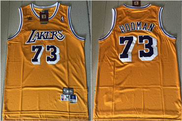 Lakers 73 Dennis Rodman Yellow Hardwood Classics Jersey - Zenithce