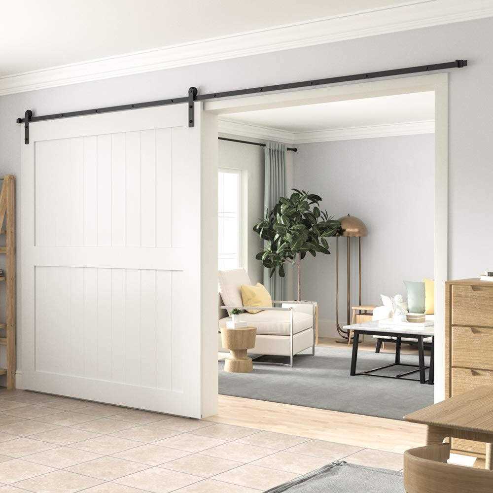 WINSOON 5/6/8/10/12/13/15/16FT Black Straight Design Sliding Roller Barn Single Wood Door Hardware Closet Track Kit Set - Zenithce