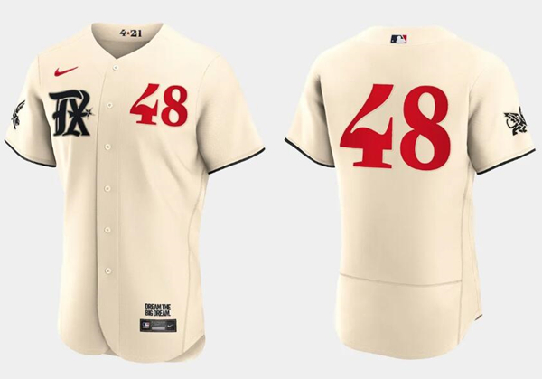Texas Rangers #48 Jacob DeGrom Cream 2023 City Connect Flex Base Stitched Jersey - Zenithce