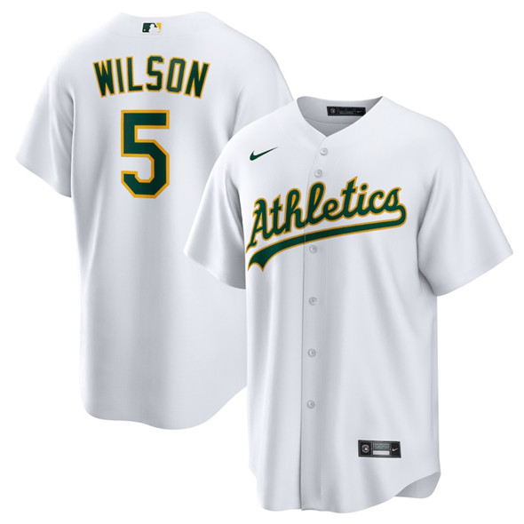 Oakland Athletics #5 Jacob Wilson White Cool Base Stitched Jersey - Zenithce
