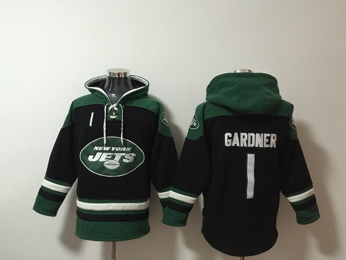 New York Jets #1 Ahmad Gardner Black Ageless Must-Have Lace-Up Pullover Hoodie - Zenithce