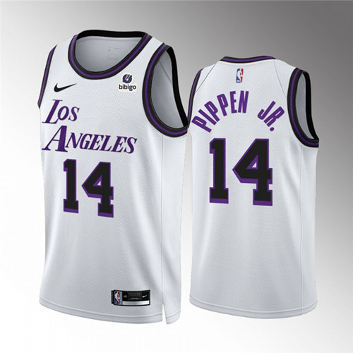 Los Angeles Lakers #14 Scottie Pippen Jr. White City Edition Stitched Jersey - Zenithce