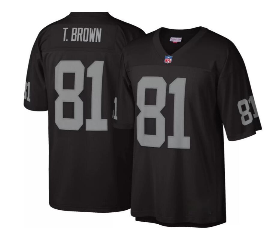Mitchell And Ness Raiders #81 Tim Brown Stitched Black Football Jersey - Zenithce