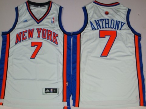 New York Knicks #7 Carmelo Anthony Revolution 30 Swingman White Jersey - Zenithce