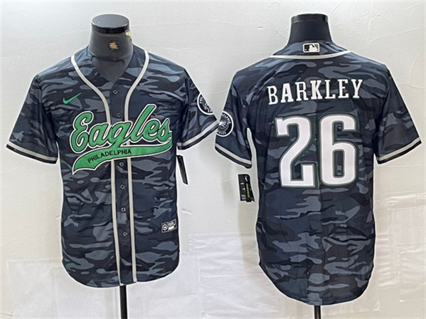 Philadelphia Eagles #26 Saquon Barkley Gray Camo Cool Base Stitched Jersey - Zenithce