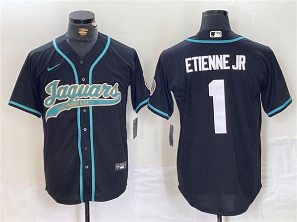 Jacksonville Jaguars #1 Travis Etienne Jr. Black With Patch Cool Base Stitched Jersey - Zenithce