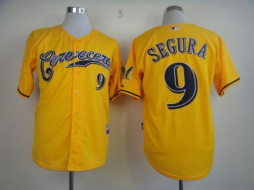 Brewers #9 Jean Segura Yellow Cerveceros Cool Base Stitched Jersey - Zenithce