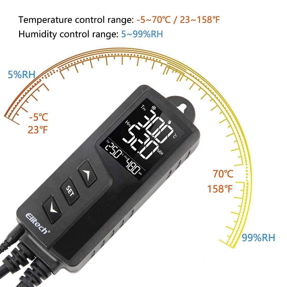 Elitech STC-1000Pro Temperature Controller Thermostat Heating Cooling Outlets Reef Tank Grow Room 1100w 10a - Zenithce