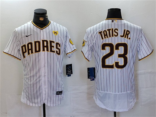San Diego Padres #23 Fernando Tatis Jr. White With PS Patch Flex Base Stitched Jersey - Zenithce
