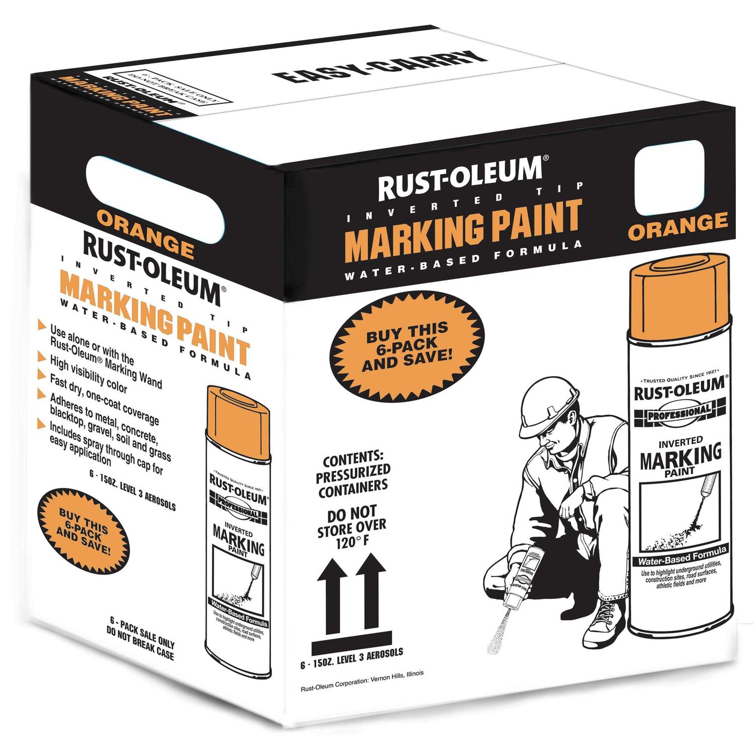 Rust-Oleum Professional Fluorescent Orange Water-based Marking Paint - Zenithce