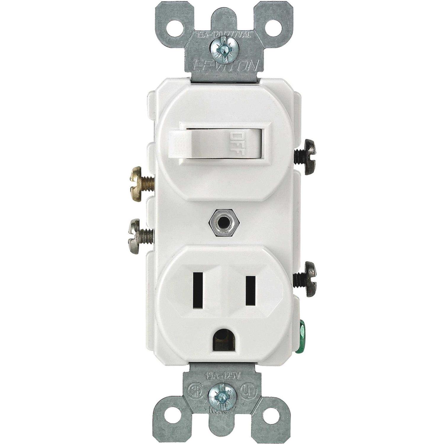 Leviton Combination Duplex Switch White 5241-WS - Zenithce