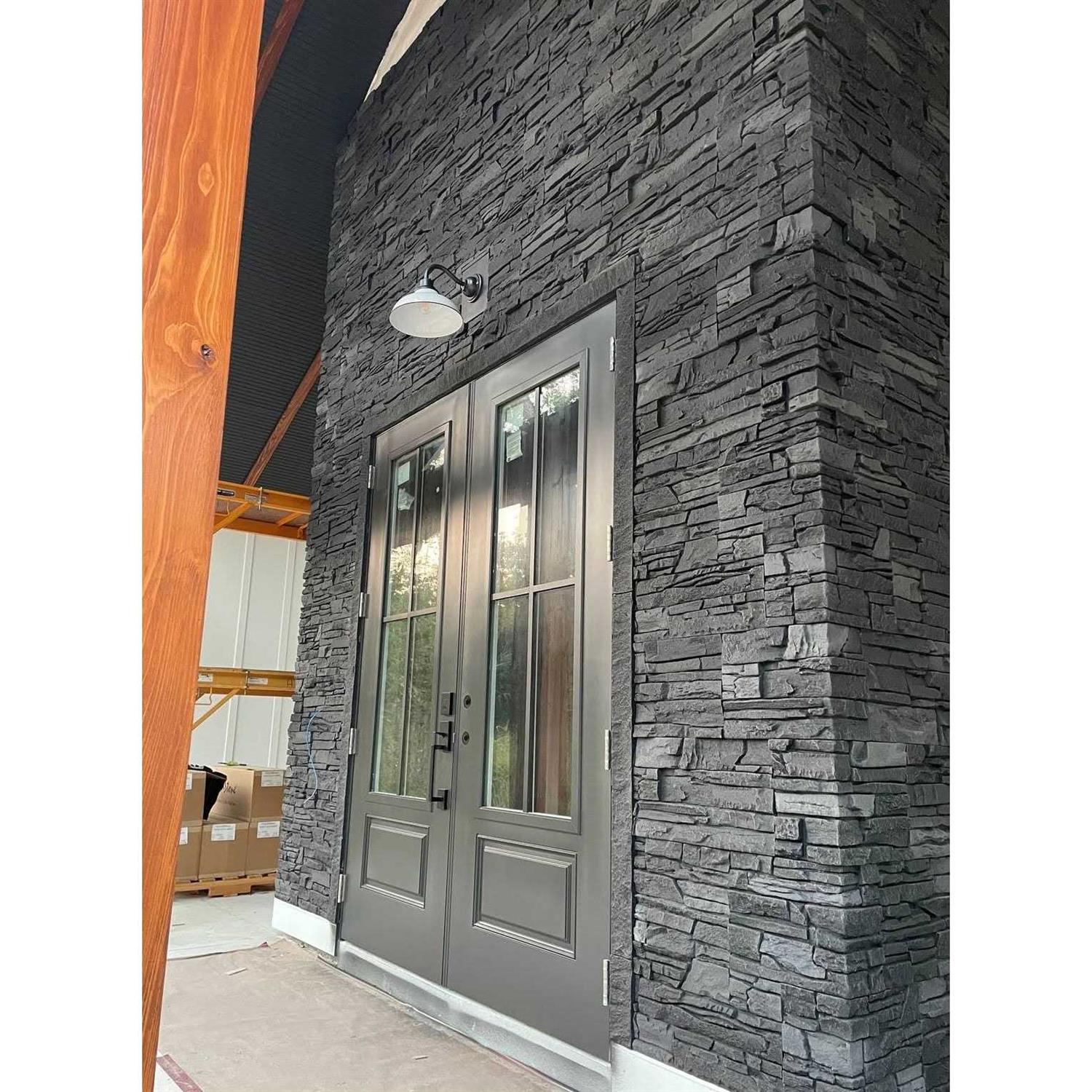 GenStone Stacked Stone Desert Sunrise 12 in. x 12 in. Faux Stone Siding Sample - Zenithce