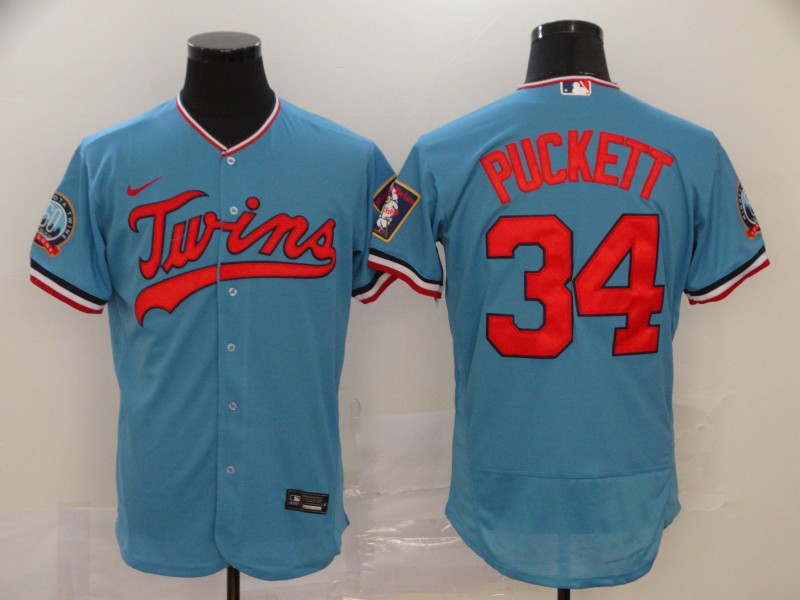Minnesota Twins #34 Kirby Puckett Blue Flex Base Stitched Jersey - Zenithce